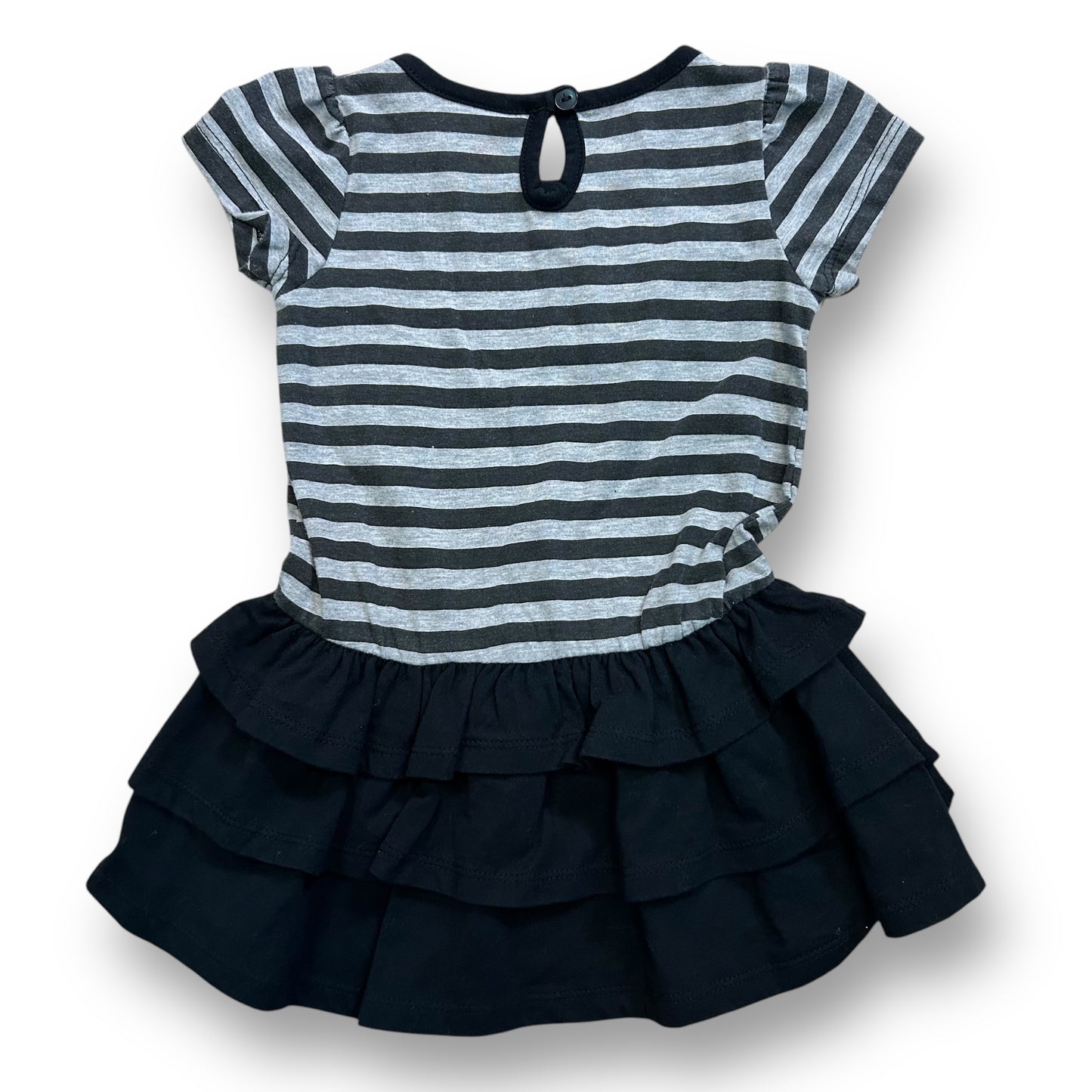 Samara Boutique Girls Dress Size 24 Months Black Stripes with Ruffles and Flowers