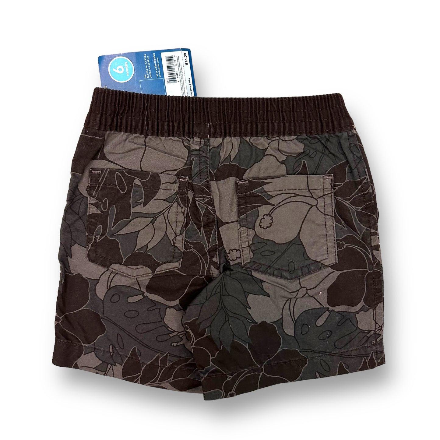 NEW! Carter's Baby Boy Bottoms Size 6 Months Brown Tropical Pull-On Shorts