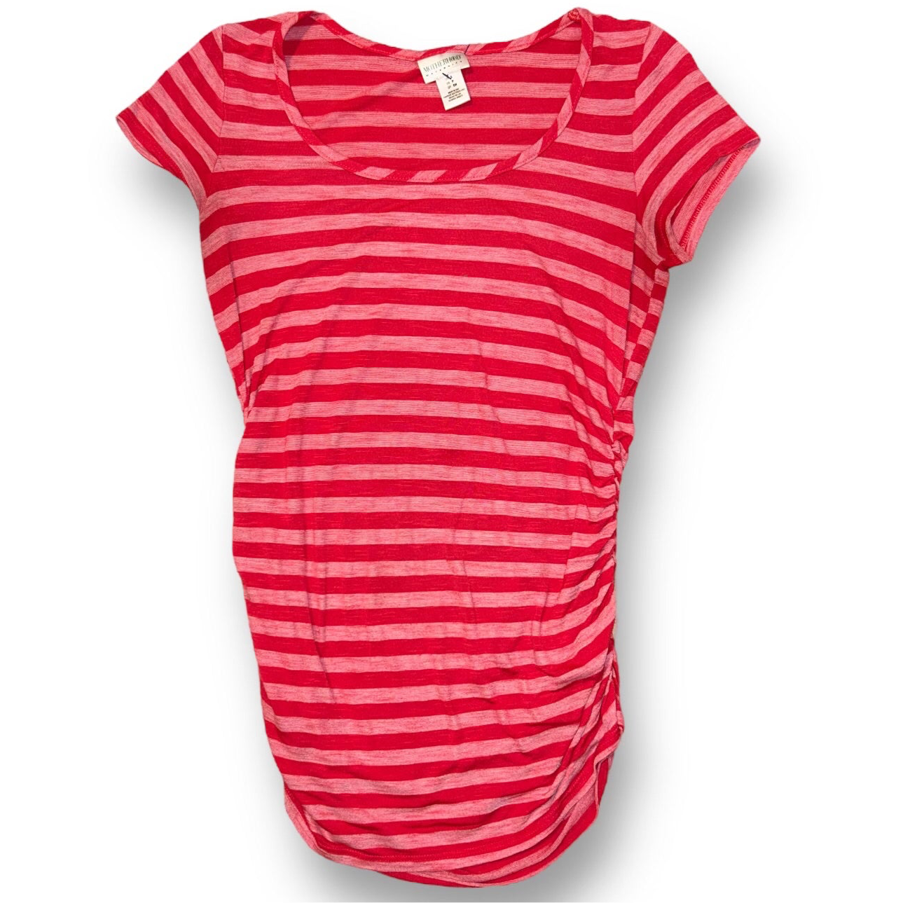 Motherhood Maternity Size S Pink Striped Short Sleeve Shirt