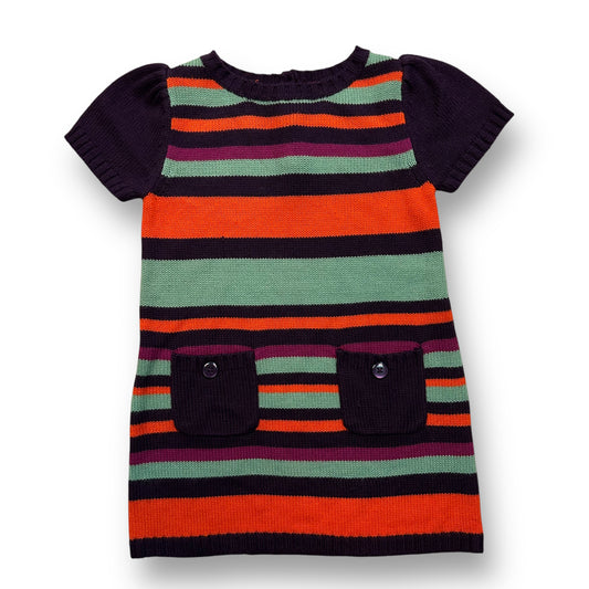 Toddler Girl Sweater Dress Size 2T Multi-Color Stripes with Button Pockets