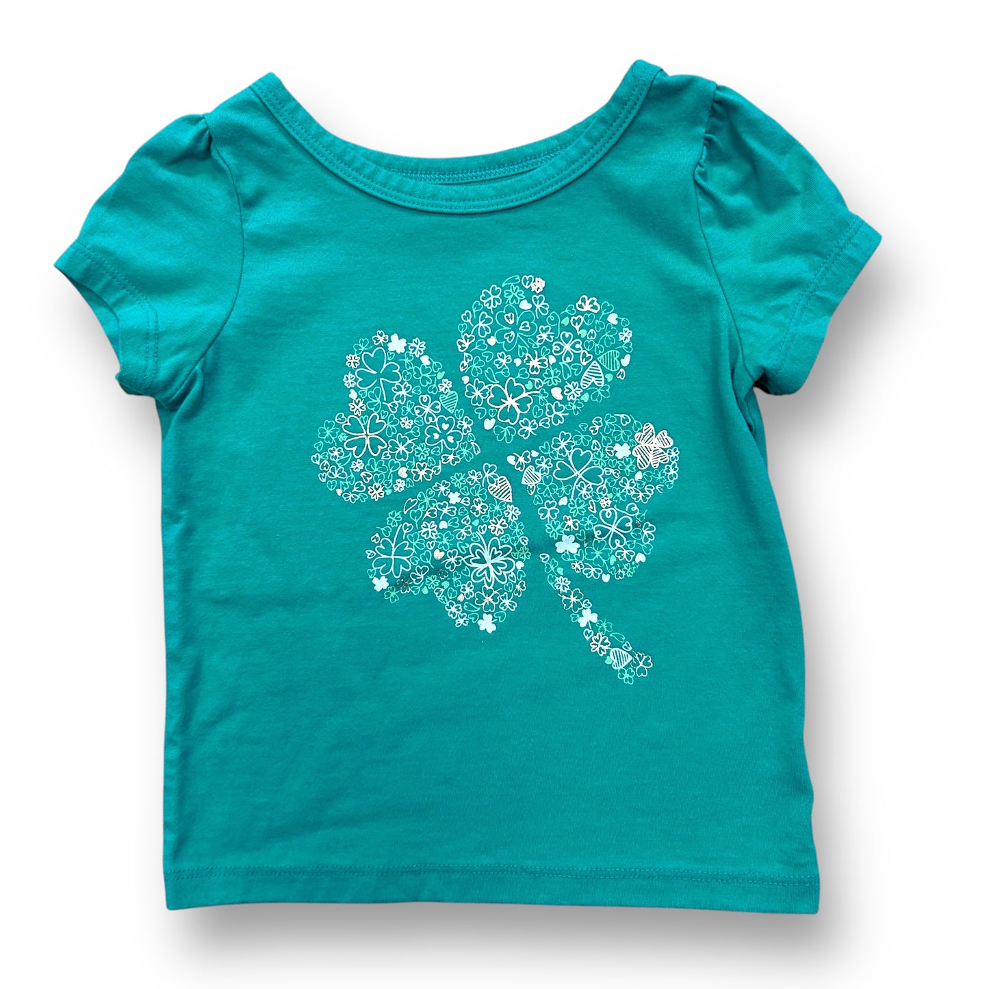 Girls Size 3T Green Shamrock Shirt Short Sleeve St. Patrick's Day Tee
