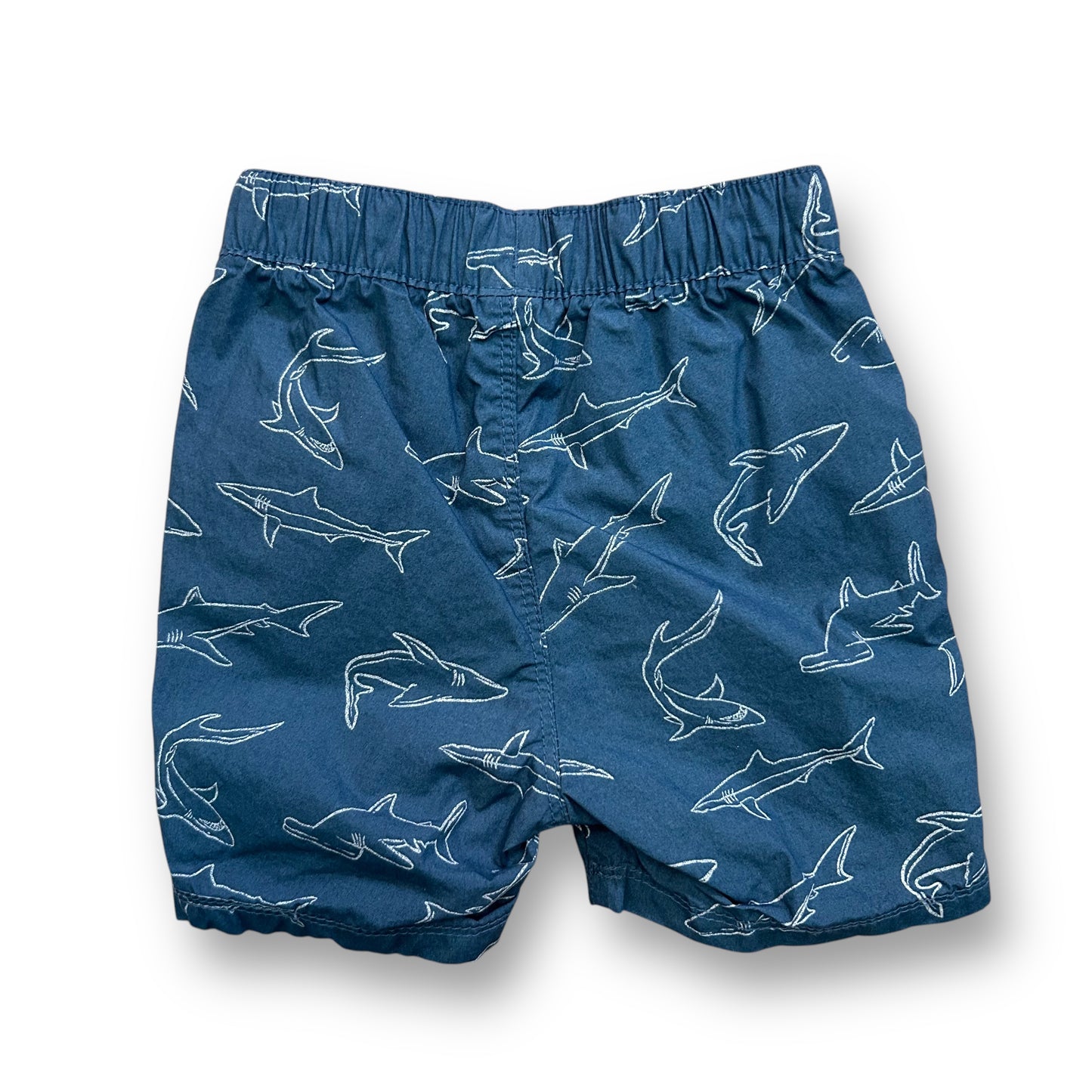 Old Navy Toddler Boy Size 18-24 Months Blue Shark Print Pull-On Cotton Shorts