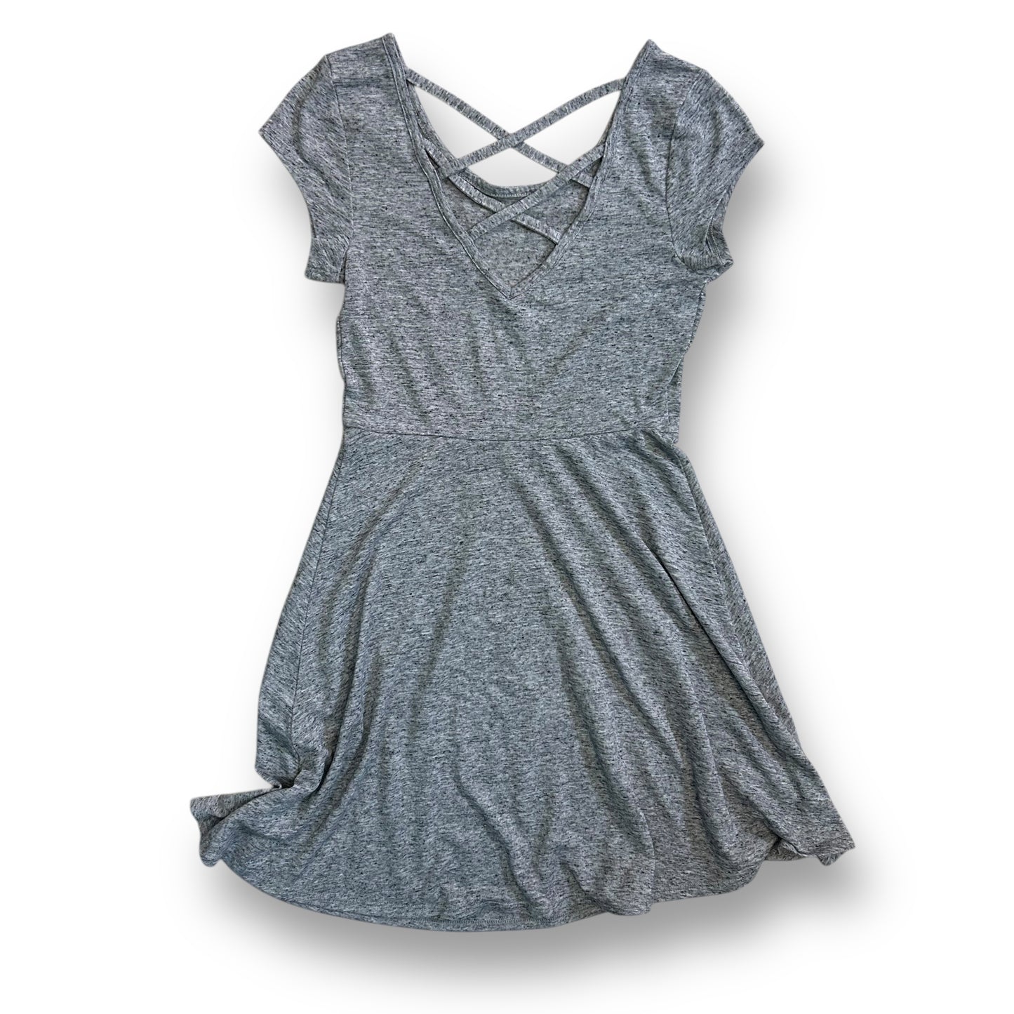 Youth Girl Size 10/12 Heather Gray Racer Back Short Sleeve Twirl Dress