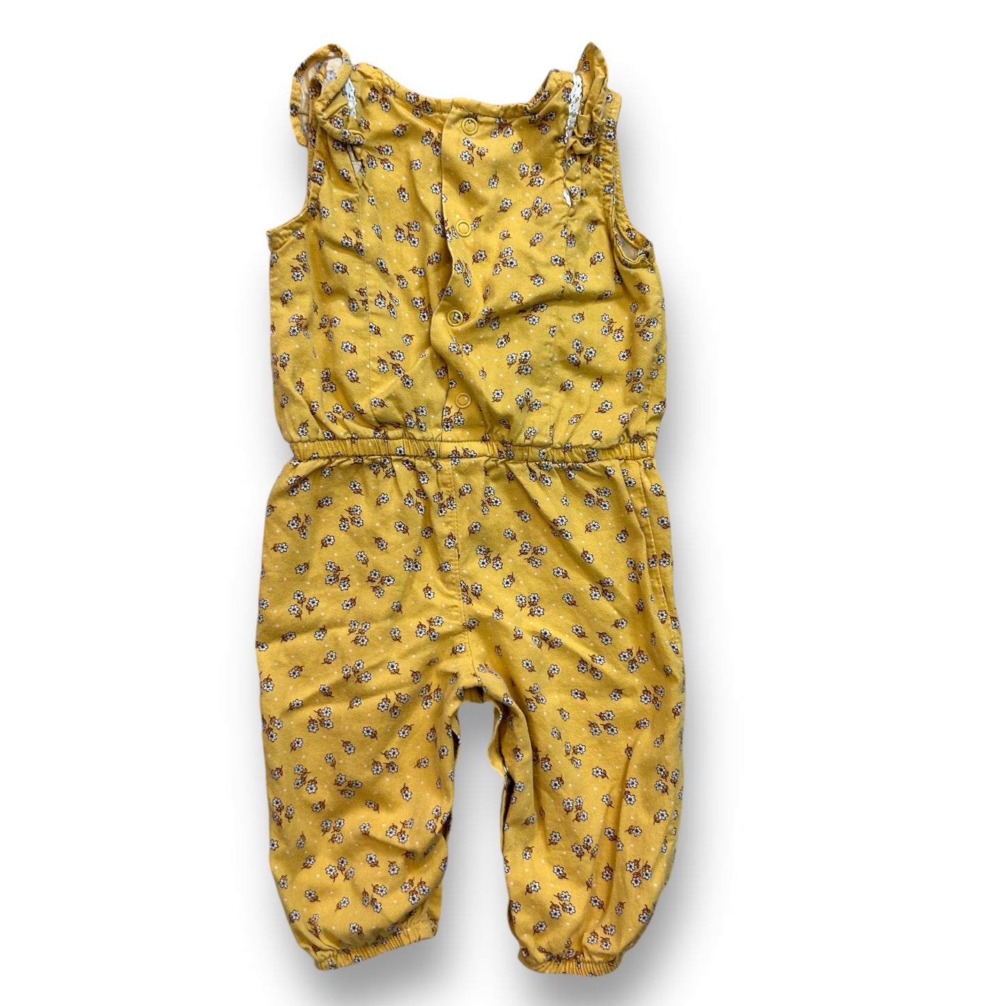 Girls Carter's Size 6 Months Dark Yellow Floral Sleeveless Jumpsuit