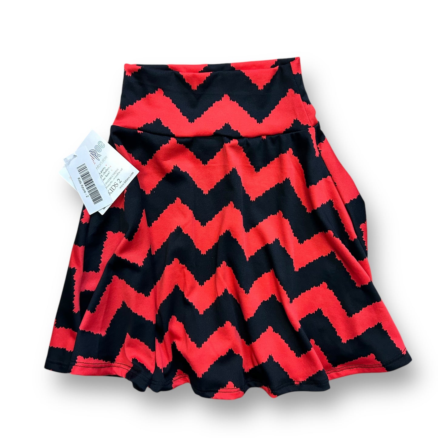 NEW! LuLaRoe Girls Size 2 Toddler Red & Black Chevron Pull On Maxi Skirt