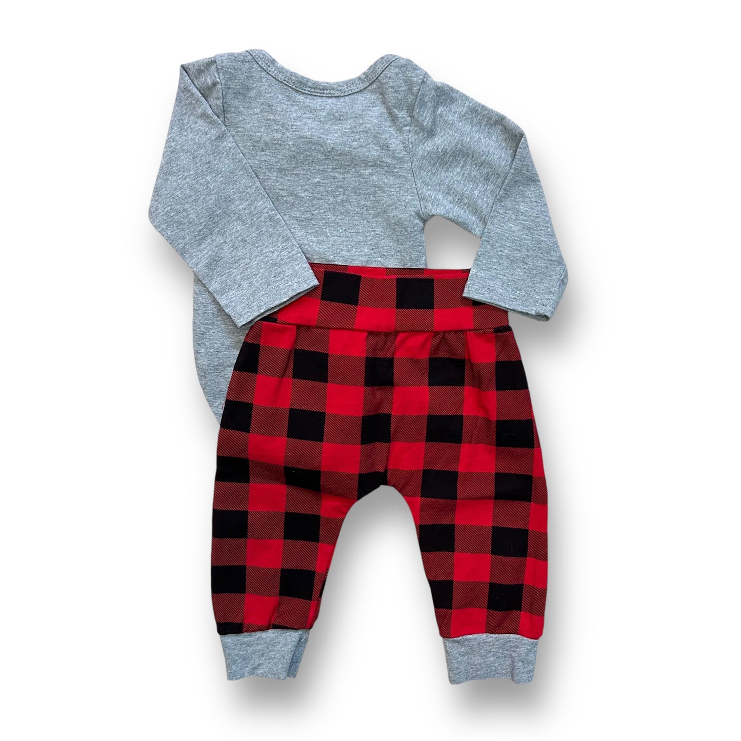 Newborn Boys Outfit Ladies I Have Arrived Bodysuit and Buffalo Plaid Pants Set