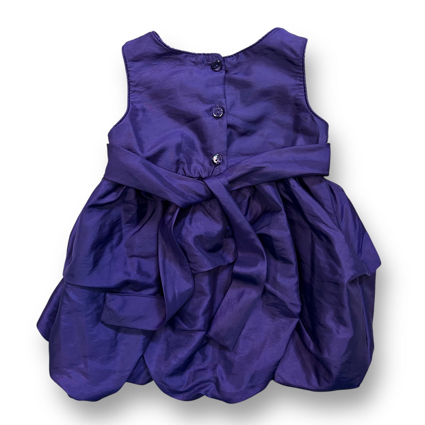 Girls Size 2T Purple Satin Special Occasion Dress with Ribbon and Sequins