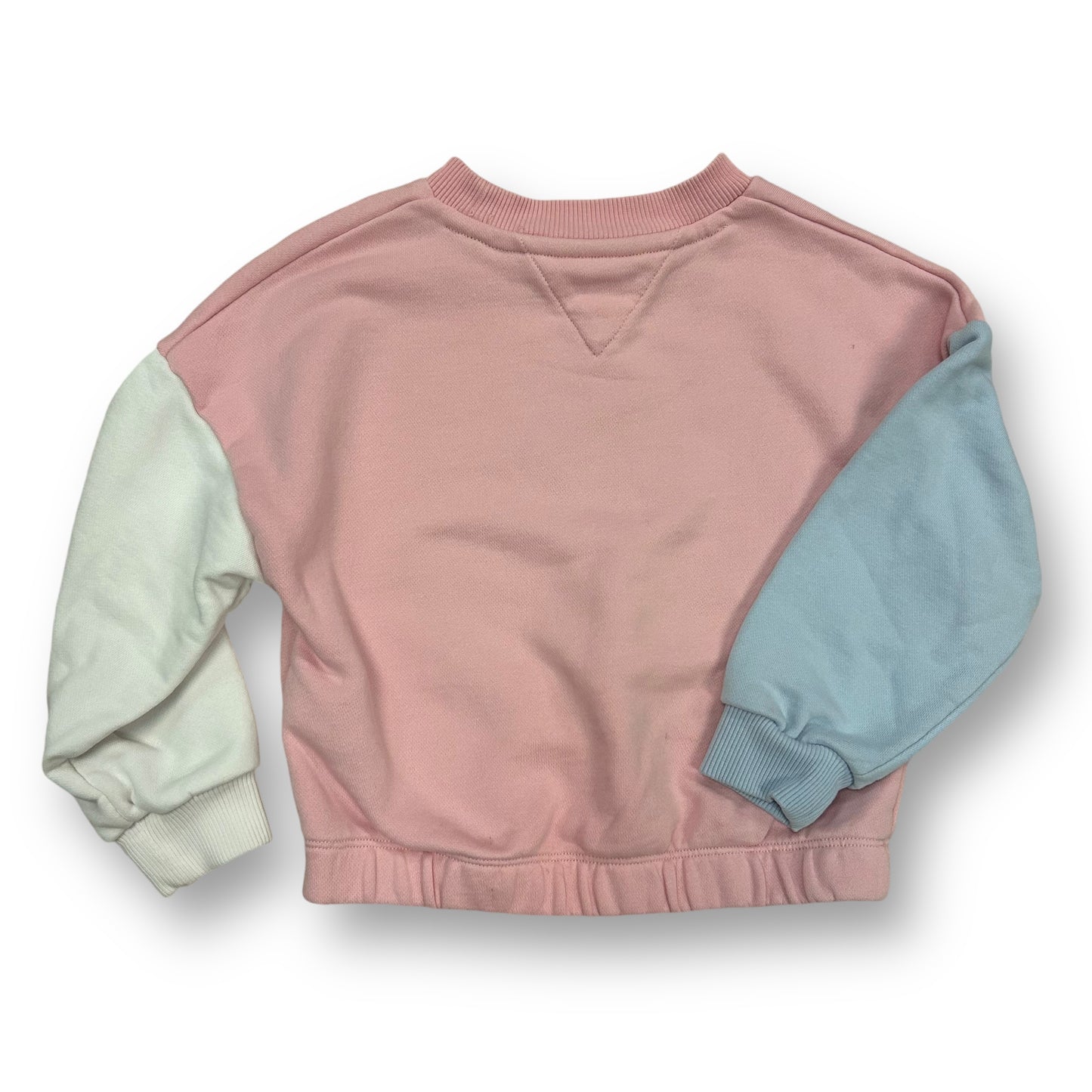 Tommy Hilfiger Sweatshirt Girls Size 5 Pink and Blue Cotton Cropped Pullover