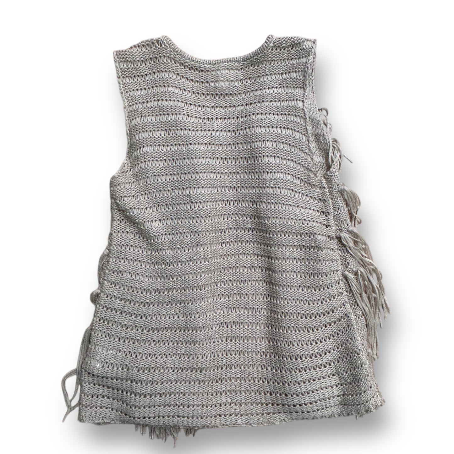 Le Chic Youth Girl Size 12/14 Beige Knit Tie-Front Specialty Fringed Vest