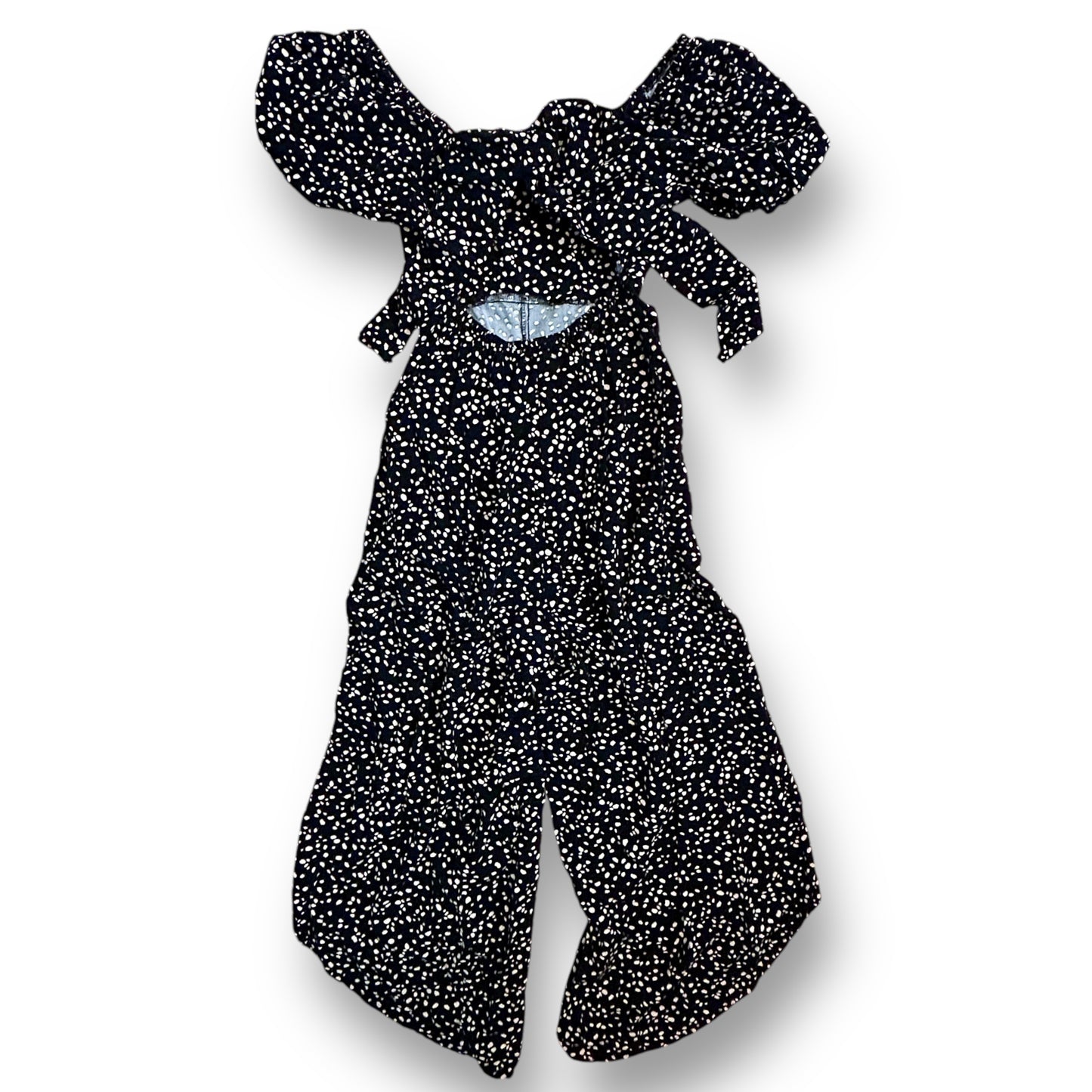 Girls Youth Size 12 Black Print Flowy One-Piece Miami Jumpsuit