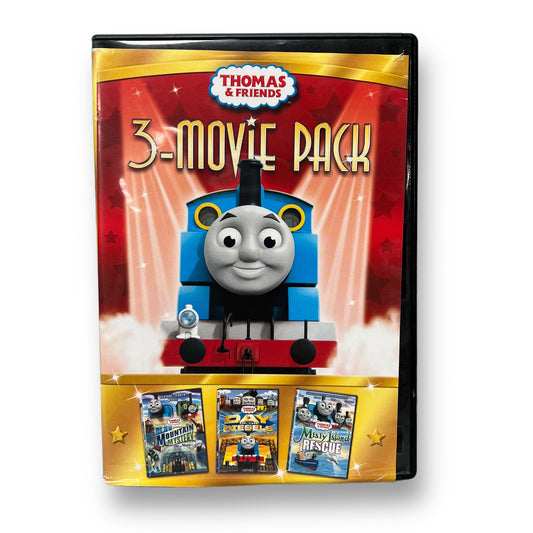 Thomas & Friends 3-Movie Pack DVD cover featuring the character Thomas with movie titles and graphics.