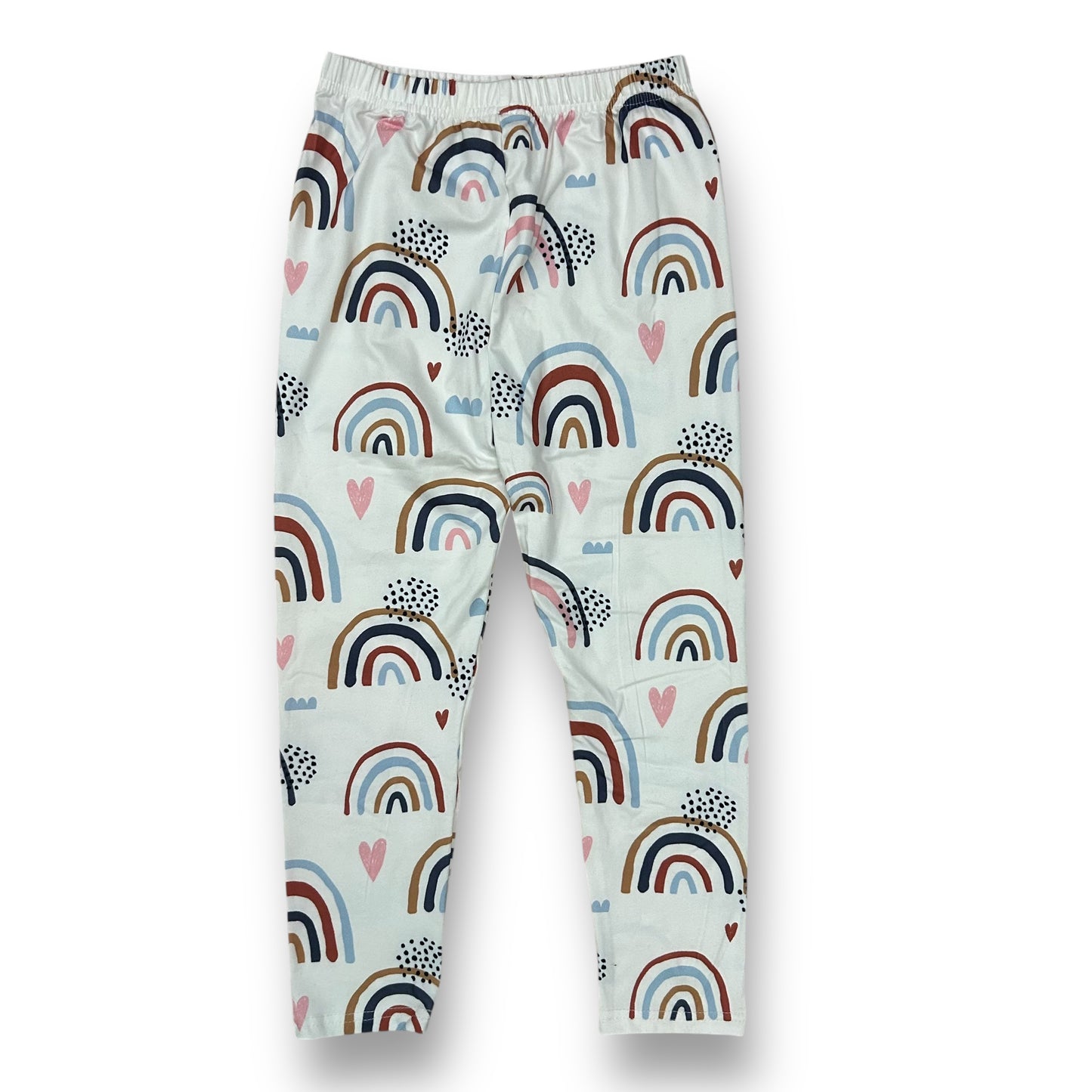 Girls Size 5/6 White Rainbow Print Soft Knit Boutique Style Leggings