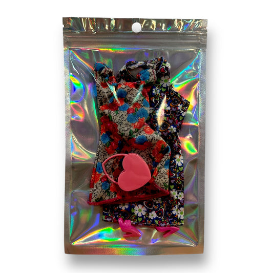 Barbie Clothes in Zippered Mylar Bag