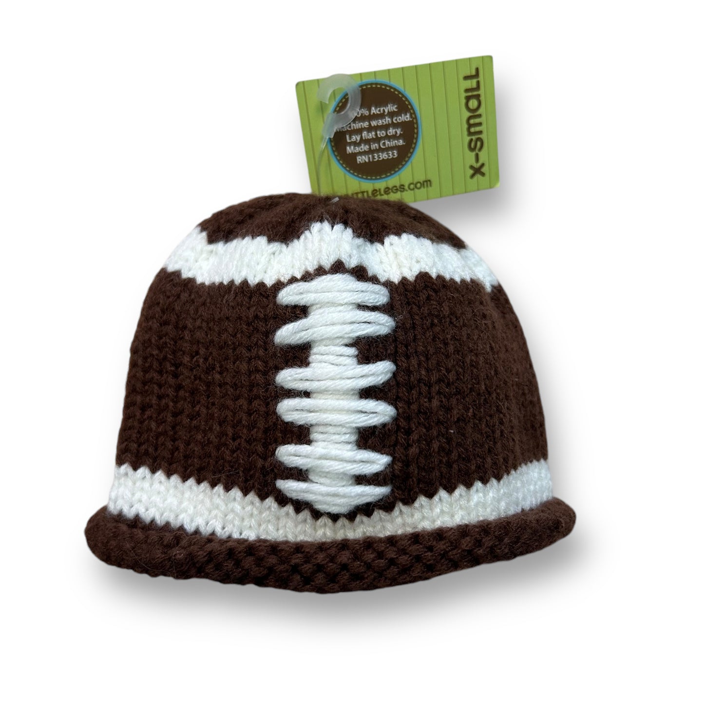 NEW! Baby Boy Football Beanie Brown Knit Winter Hat