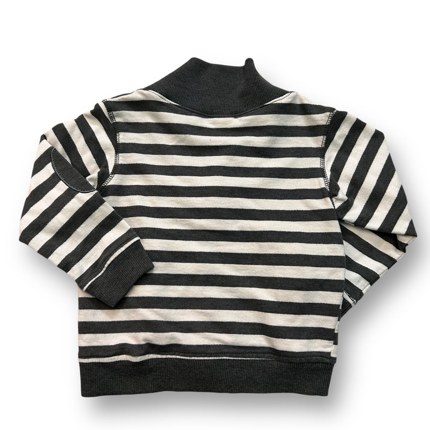 Boys Size 4 Prep School Sweater Gray and White Reinforced Elbow Cardigan