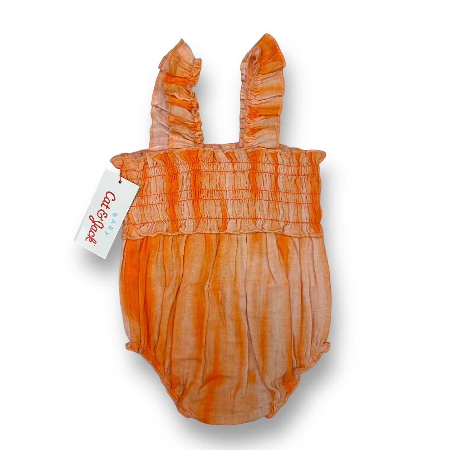NEW! Cat & Jack Size Baby Girl 0-3 Months Orange Snap Bottom Summer Romper