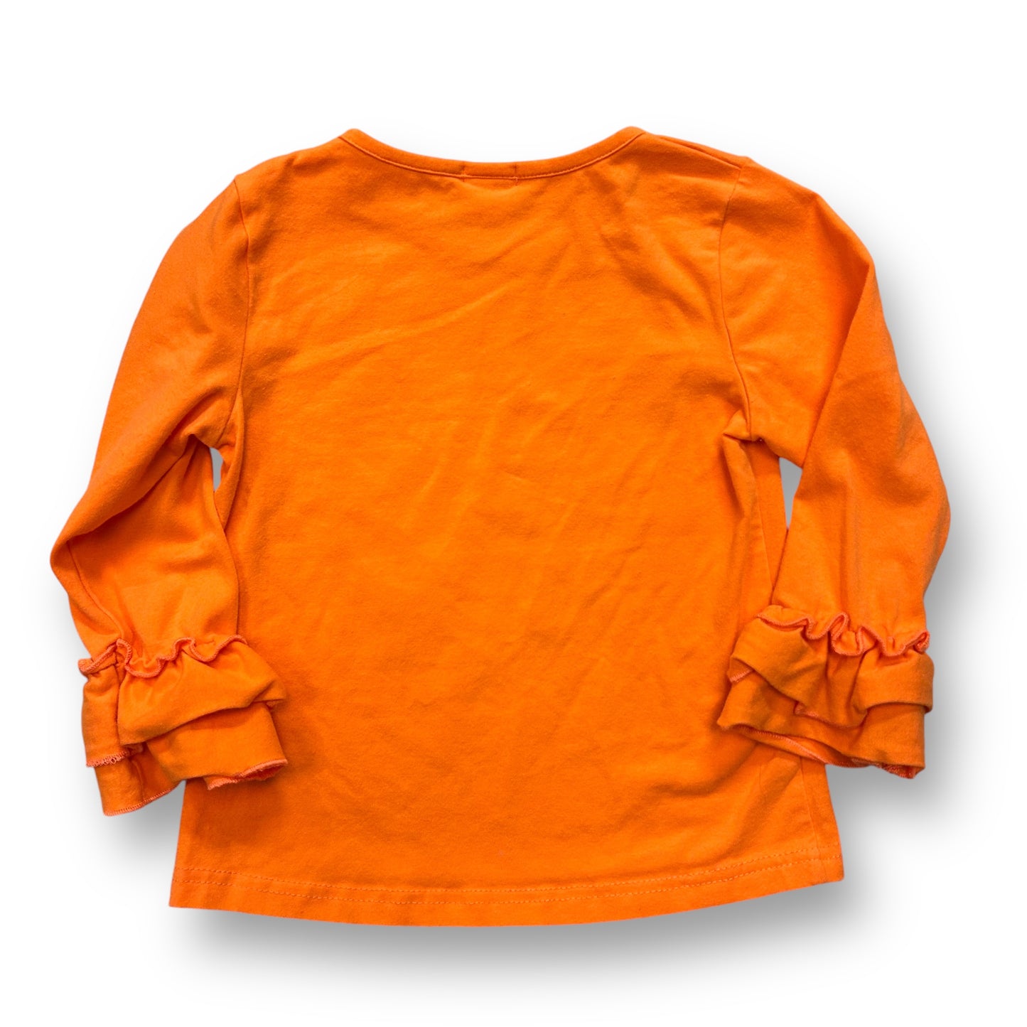 Girls 4T Halloween Shirt Size 3-4 Years Orange Boo Crew Ruffled Sleeve Top