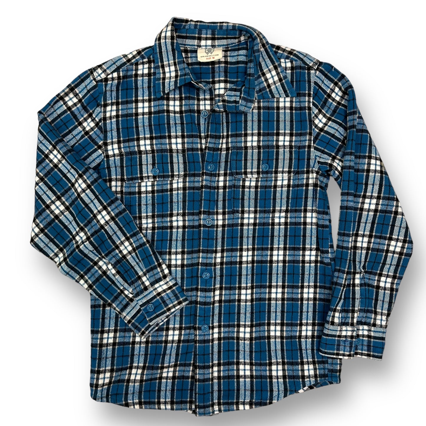 Wes and Willy Youth Boys Size 10/12 Long Sleeve Plaid Cotton Flannel Shirt
