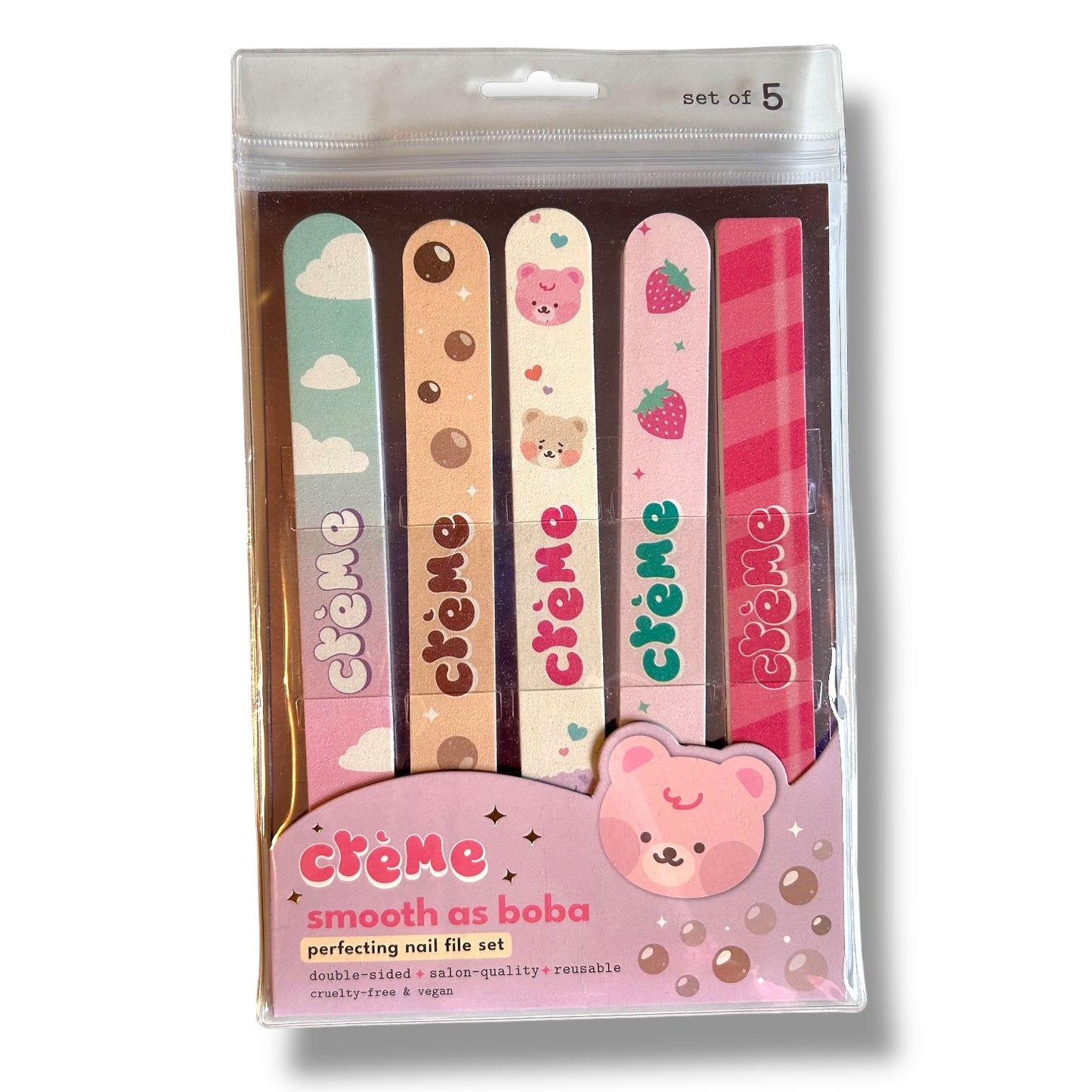 NEW! Crème Shop Nail Files (set of 5) Smooth Finish Salon Quality Double Sided