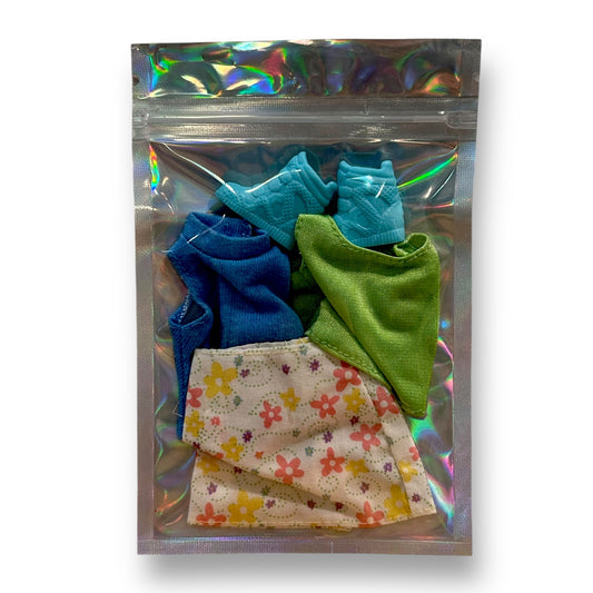 Barbie Clothes & Accessories in Zippered Mylar Bag
