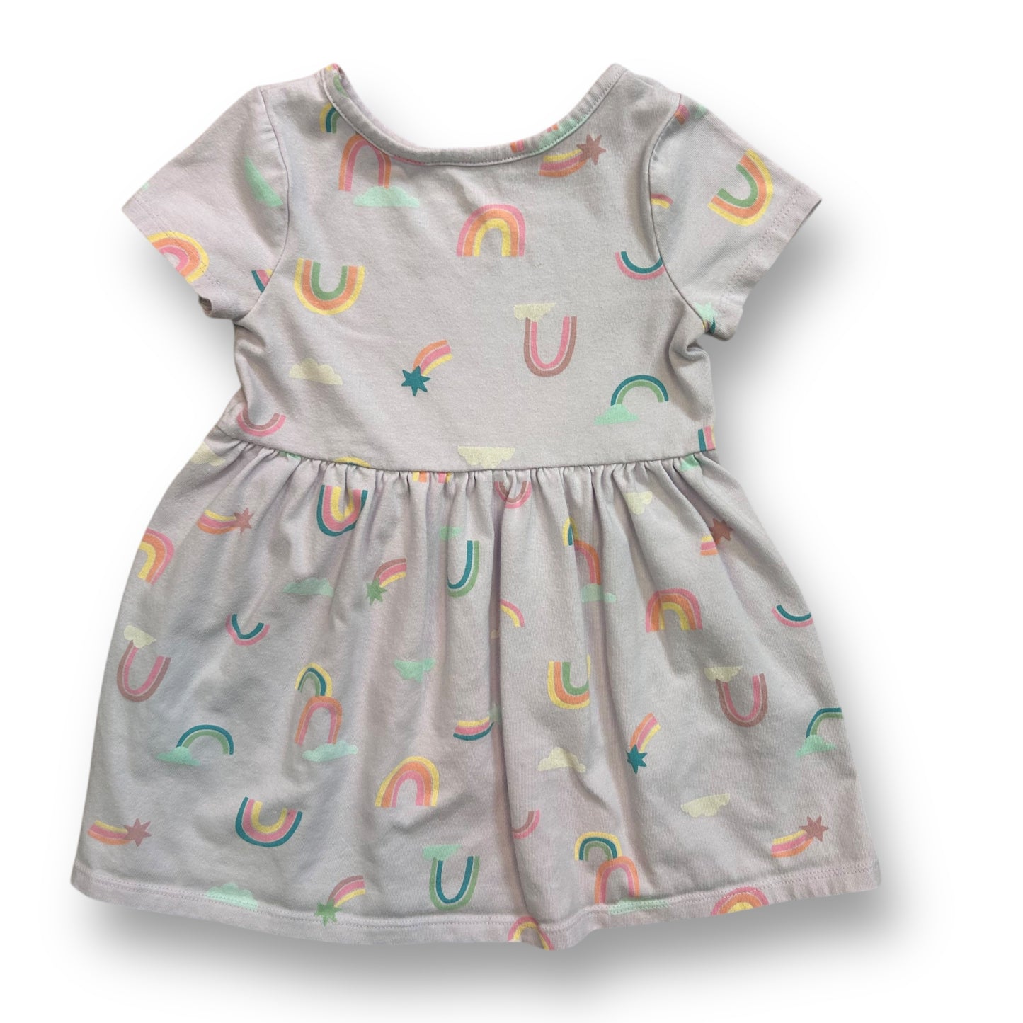 Cat & Jack Girls Size 3T Light Purple Rainbow Print Short Sleeve Dress