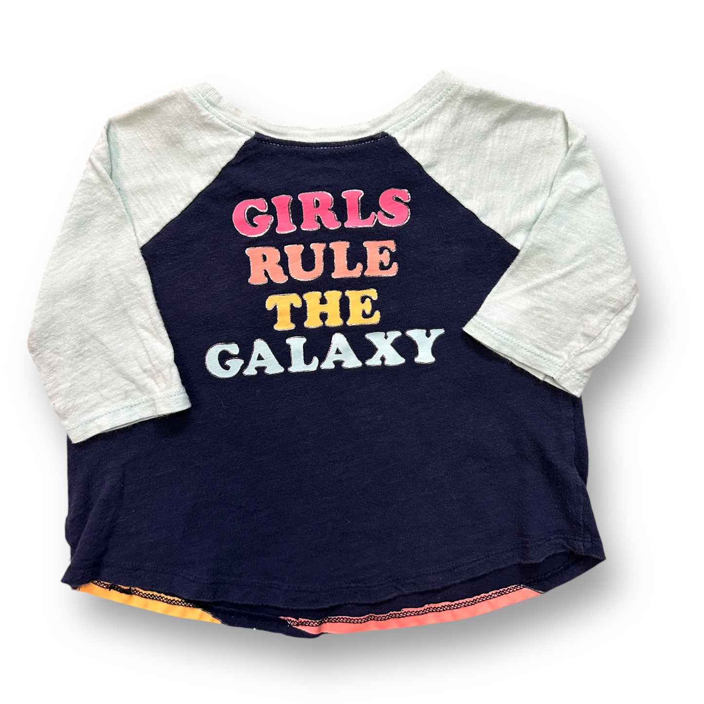 Old Navy Size 18-24 Months Girls Rule the Galaxy 3/4 Sleeve Tee Astronaut Shirt