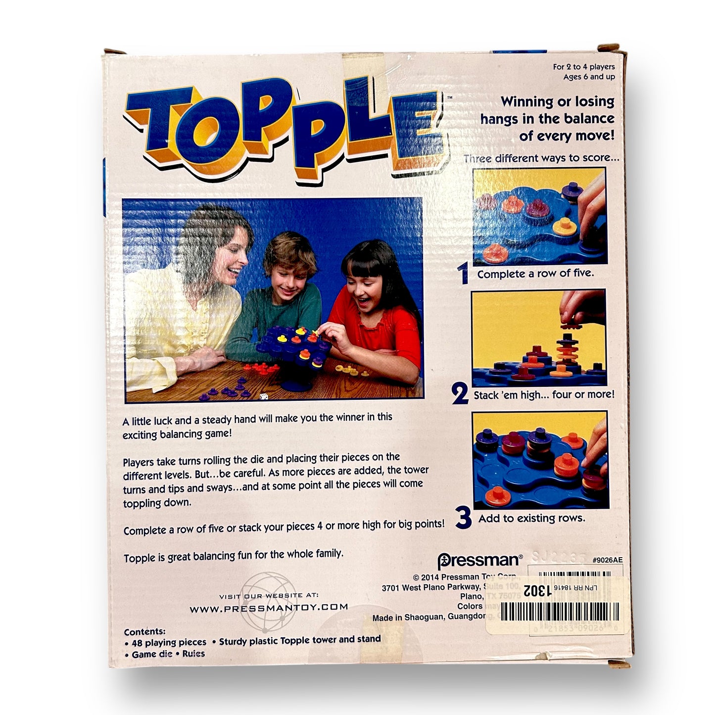 Pressman Topple Board Game