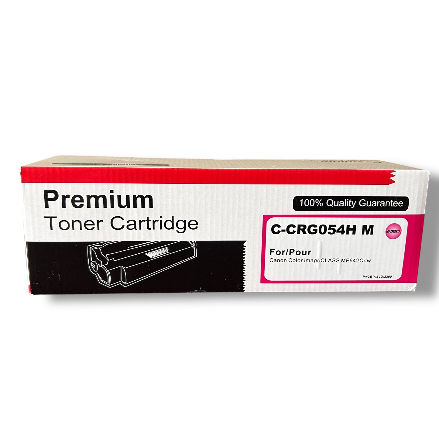 Boxed premium toner cartridge for Canon 054 Color Laser Printer in Magenta color, with visible text and branding.