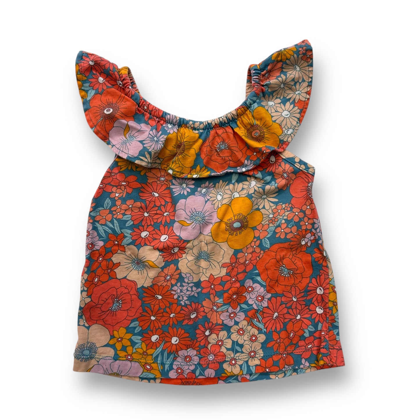 Carter's Size 2T Girls Floral Print Ruffled Collar Sleeveless Blouse