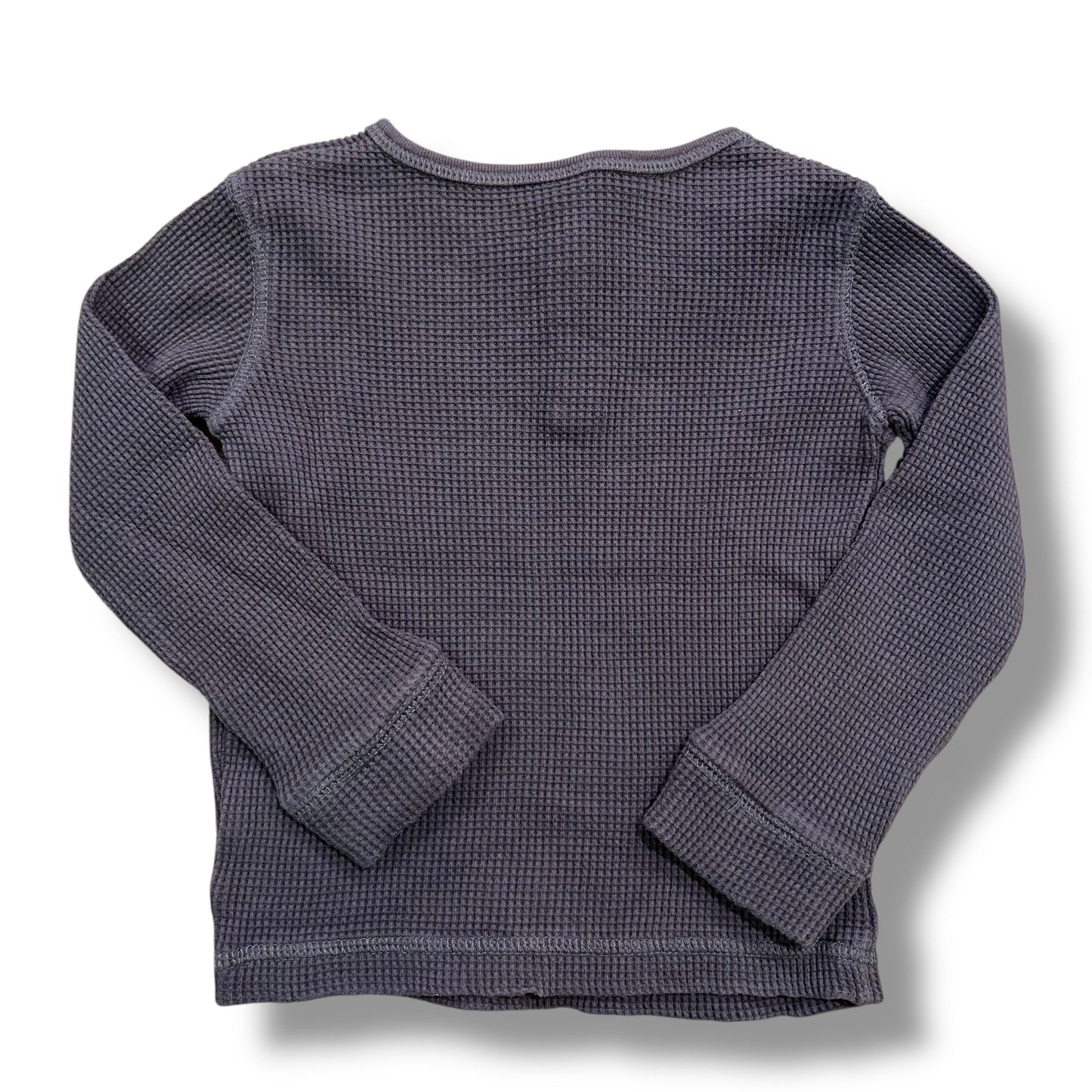 H&M Boys Size 3T Dark Gray Cotton Thermal Long Sleeve Henley Shirt