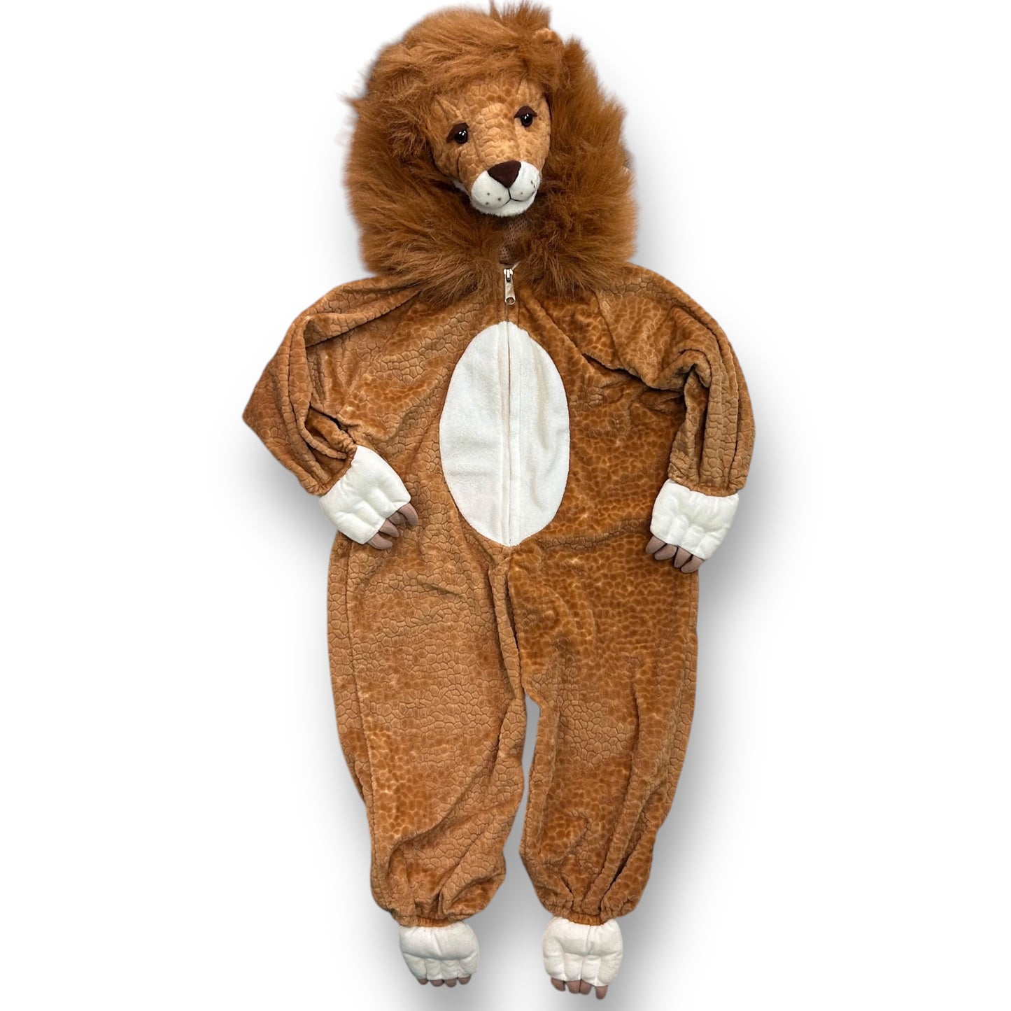 Toddler Lion Costume Size 36" Tall Zippered Deluxe Plush with Hood and Paws