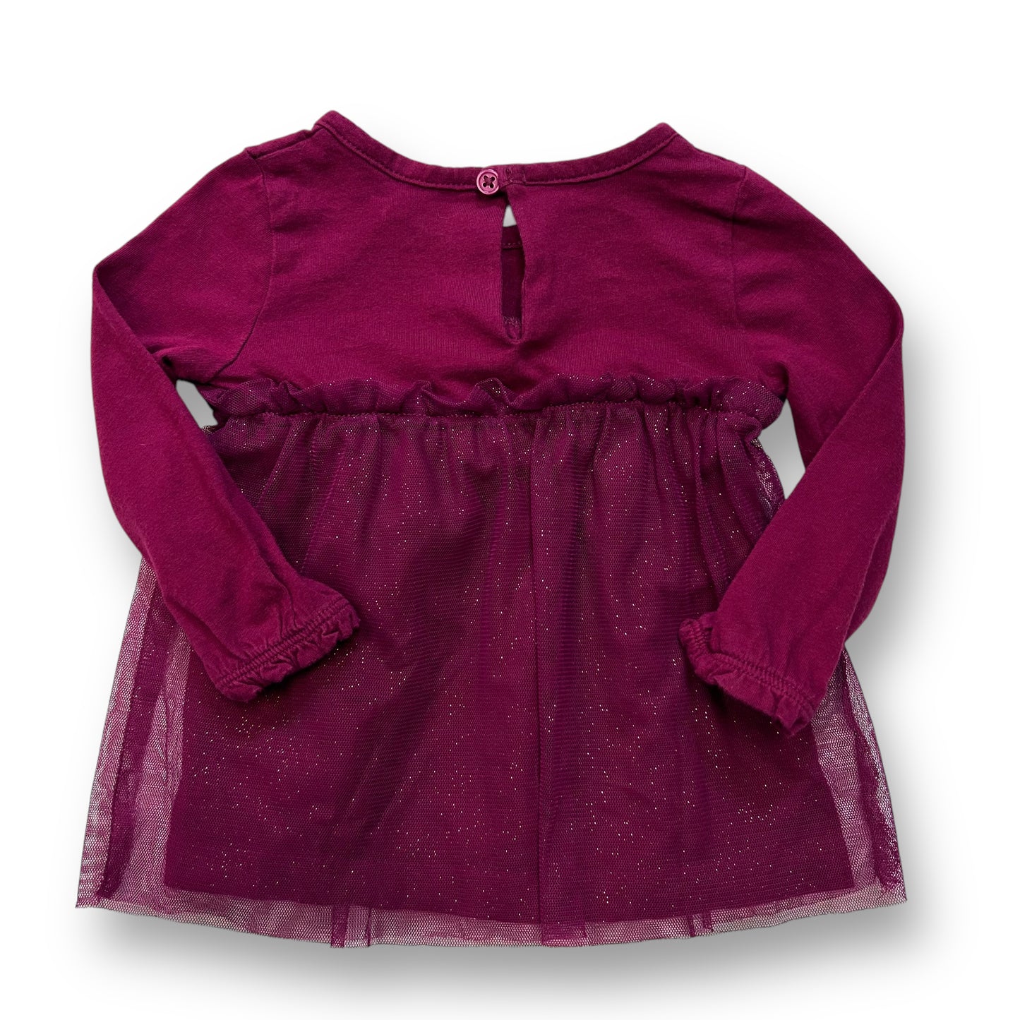 Carter's Baby Girl Size 12 Months Shirt Tulle Overlay Long Sleeve Red Top