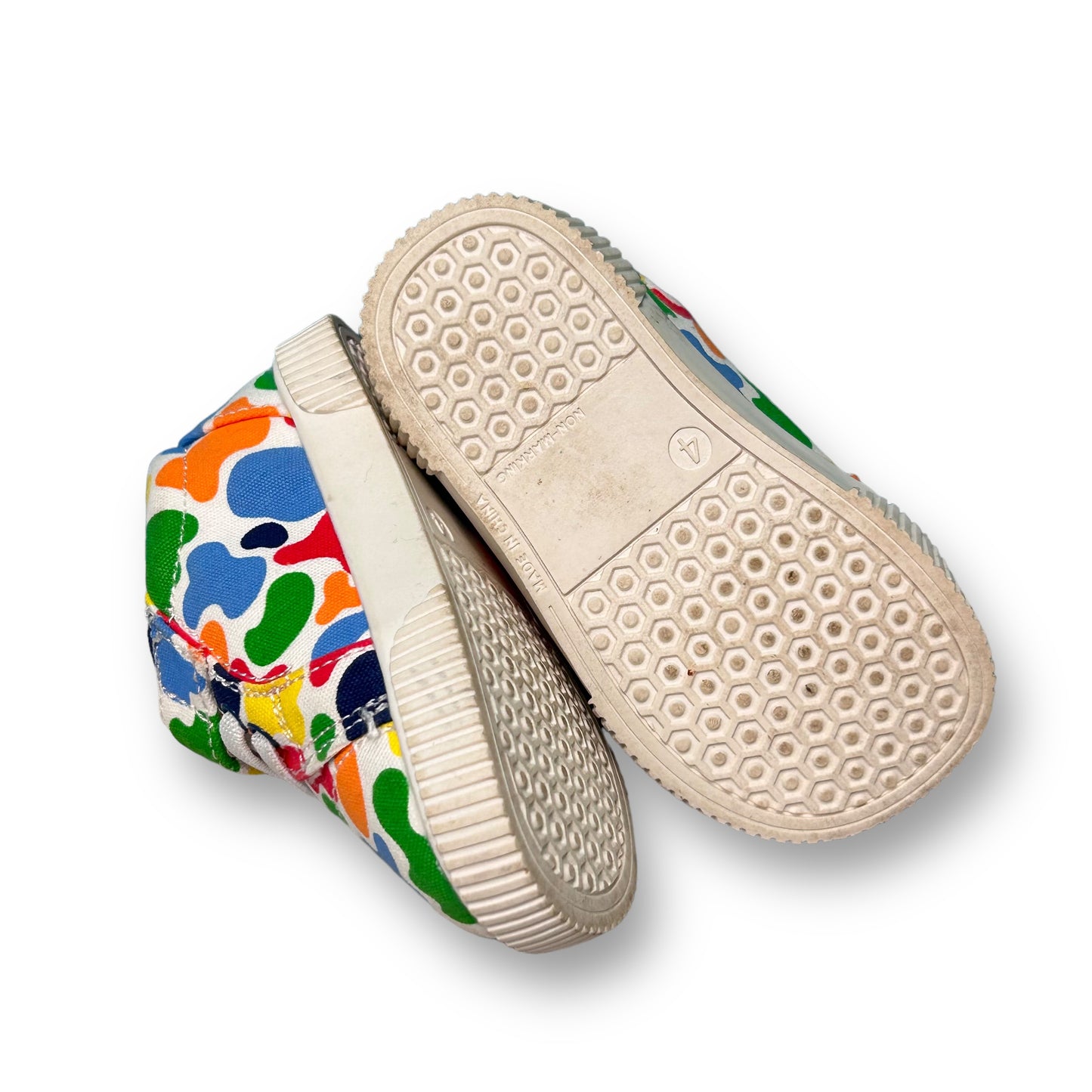 Boys Slip On Sneakers Size 4 Toddler Multi-Color Paint Splatter Tennis Shoes