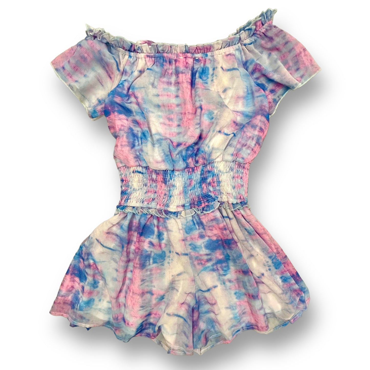 Truly Me Youth Girl Size 12 Romper Pink & Blue Tie Dye Polyester One-Piece