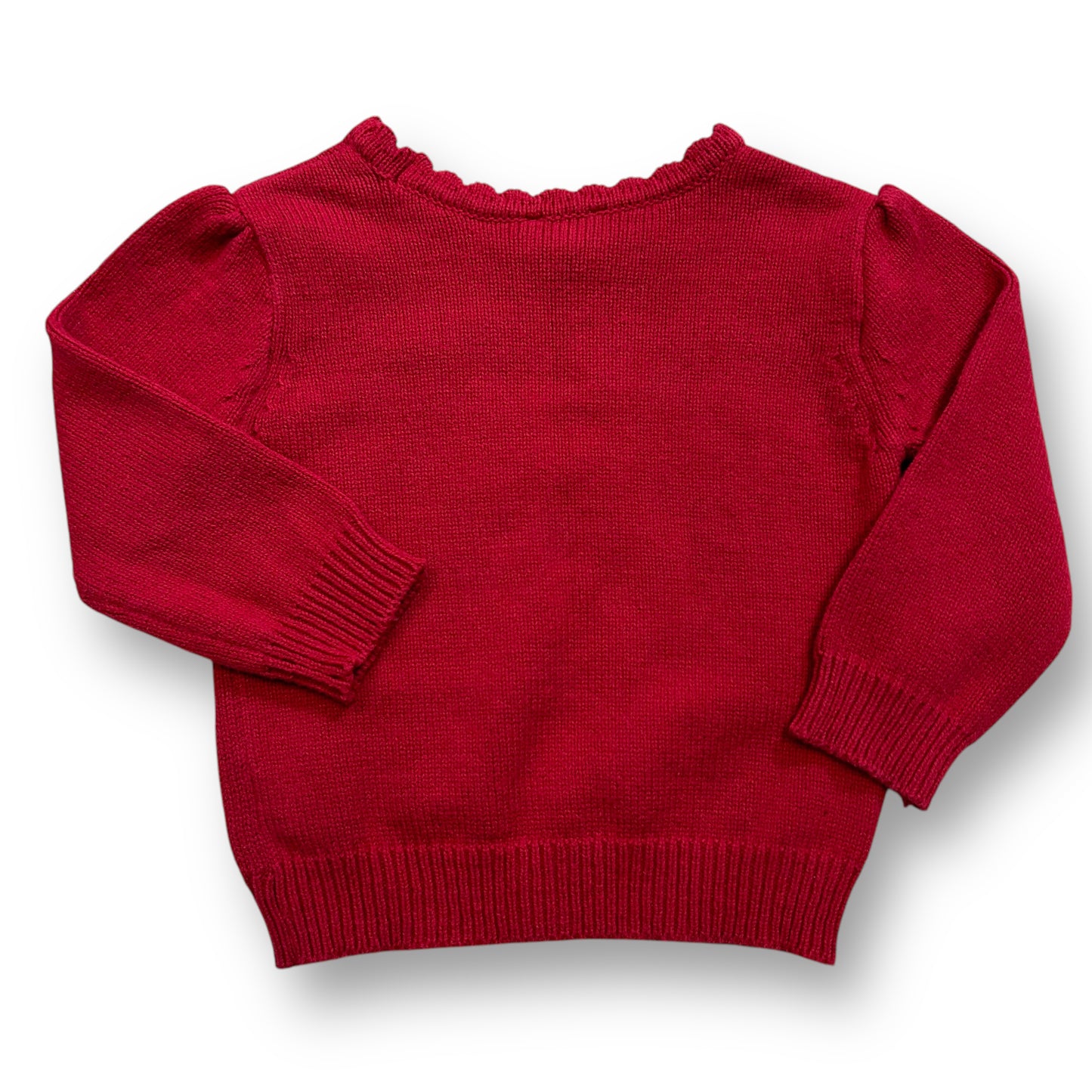Children's Place Size 2T Girls Red Sweater Long Sleeve Knit Teddy Bear with Bow