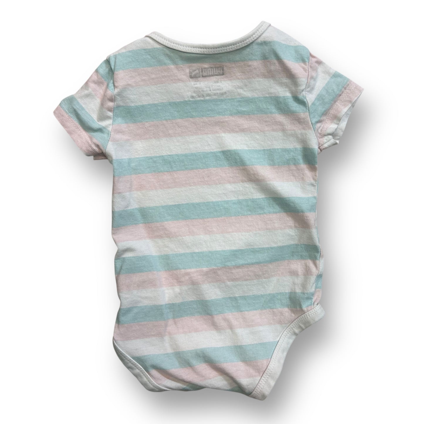 Puma Girls Size 6-9 Months Bodysuit Pink & Blue Striped Snap Bottom Shirt