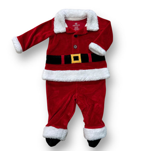 Baby Boy Santa Suit Size 6 Months Red Velvet Button Closure One-Piece Romper