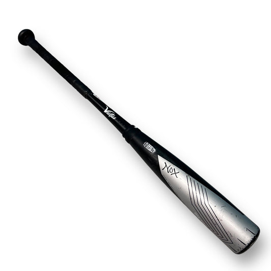 A black and silver Victus NOX baseball bat with a 29-inch length and 19oz weight, featuring a barrel design.