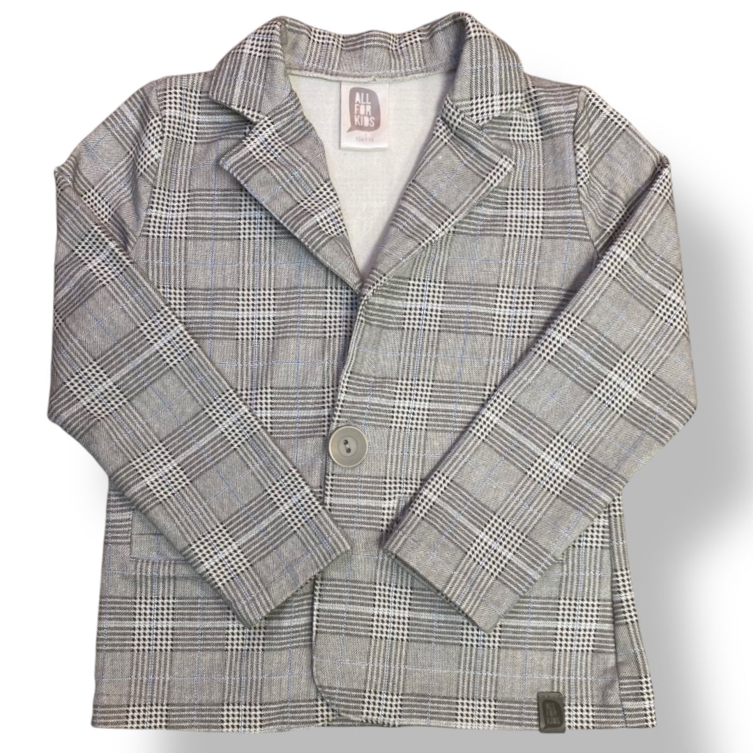 Boys Size 4/5 Suit Jacket Gray Plaid Classic Style Blazer