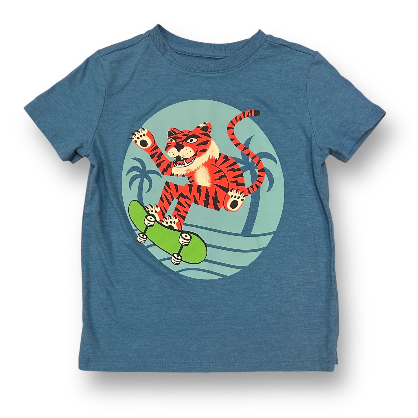 Cat & Jack Boys Size 4/5 Tiger Skater Blue Short Sleeve T-Shirt