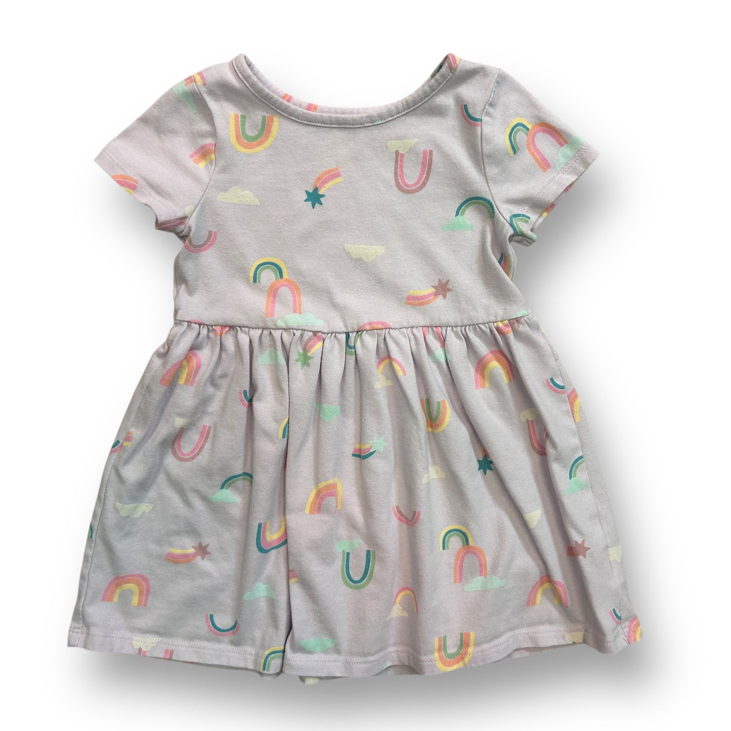 Cat & Jack Girls Size 3T Light Purple Rainbow Print Short Sleeve Dress