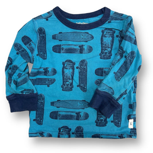 Baby Gap Boys Size 12-18 Months Blue Skateboard Print Long Sleeve Shirt