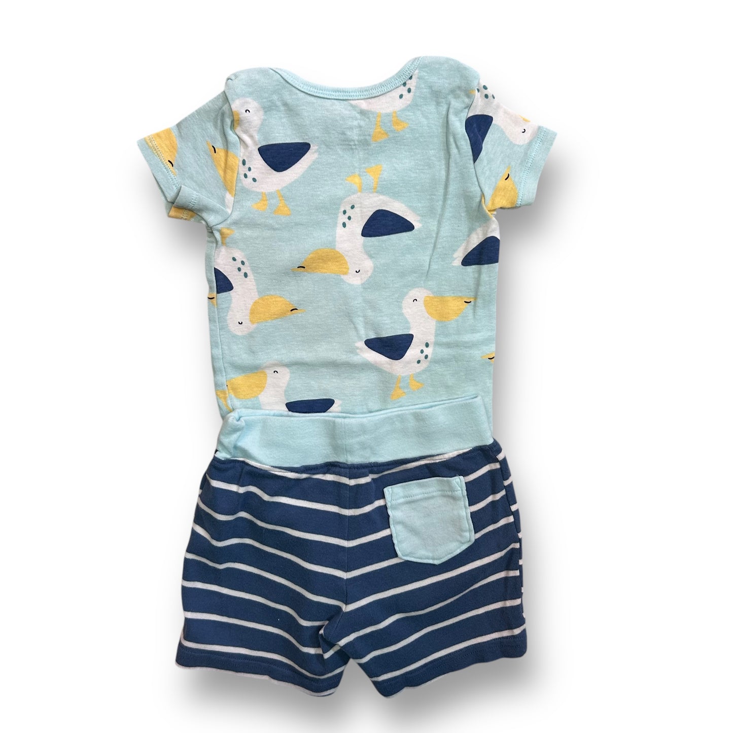 Carter's Boys 18 Months Outfit Blue Pelican Snap Bottom Shirt & Shorts Set