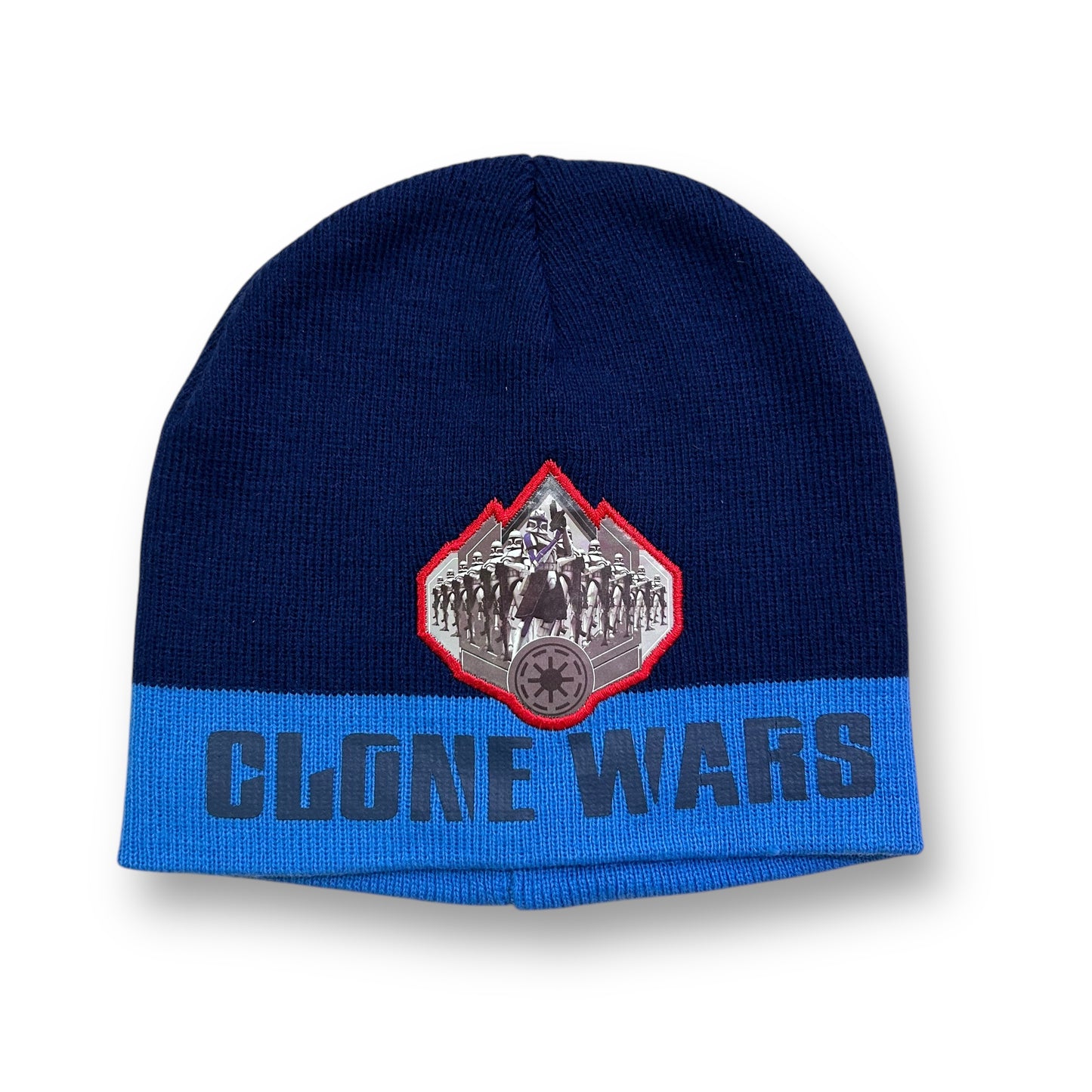 Kids Star Wars Winter Beanie Clone Wars Embroidered Patch Blue One Size Hat