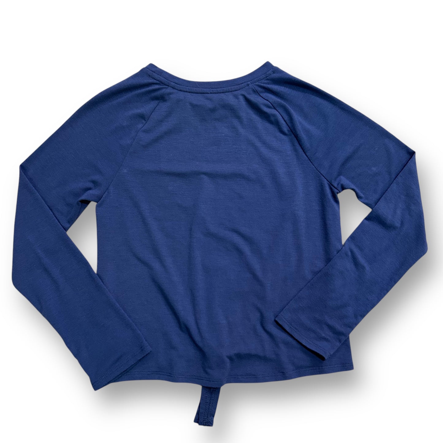 Grayson Social Girls Size 8/10 Blue Knotted Crop Long Sleeve Christmas Shirt