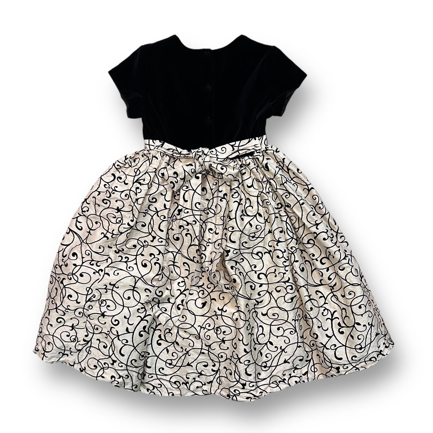 Frances Johnston Girls Size 7 Black Velvet & Ivory Silk Elegant Formal Dress