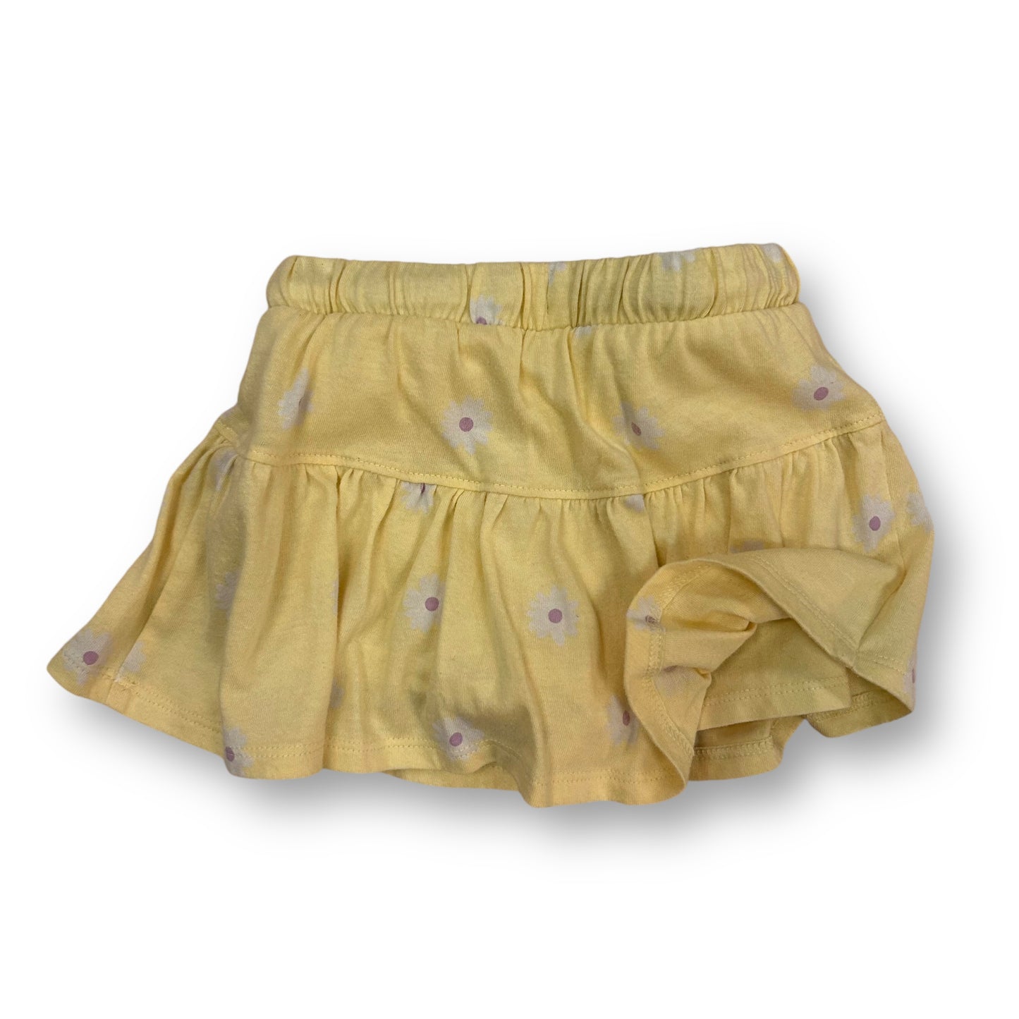 Cat & Jack Girls Cotton Skirt Size 2T Yellow Floral Print Drawstring Skort