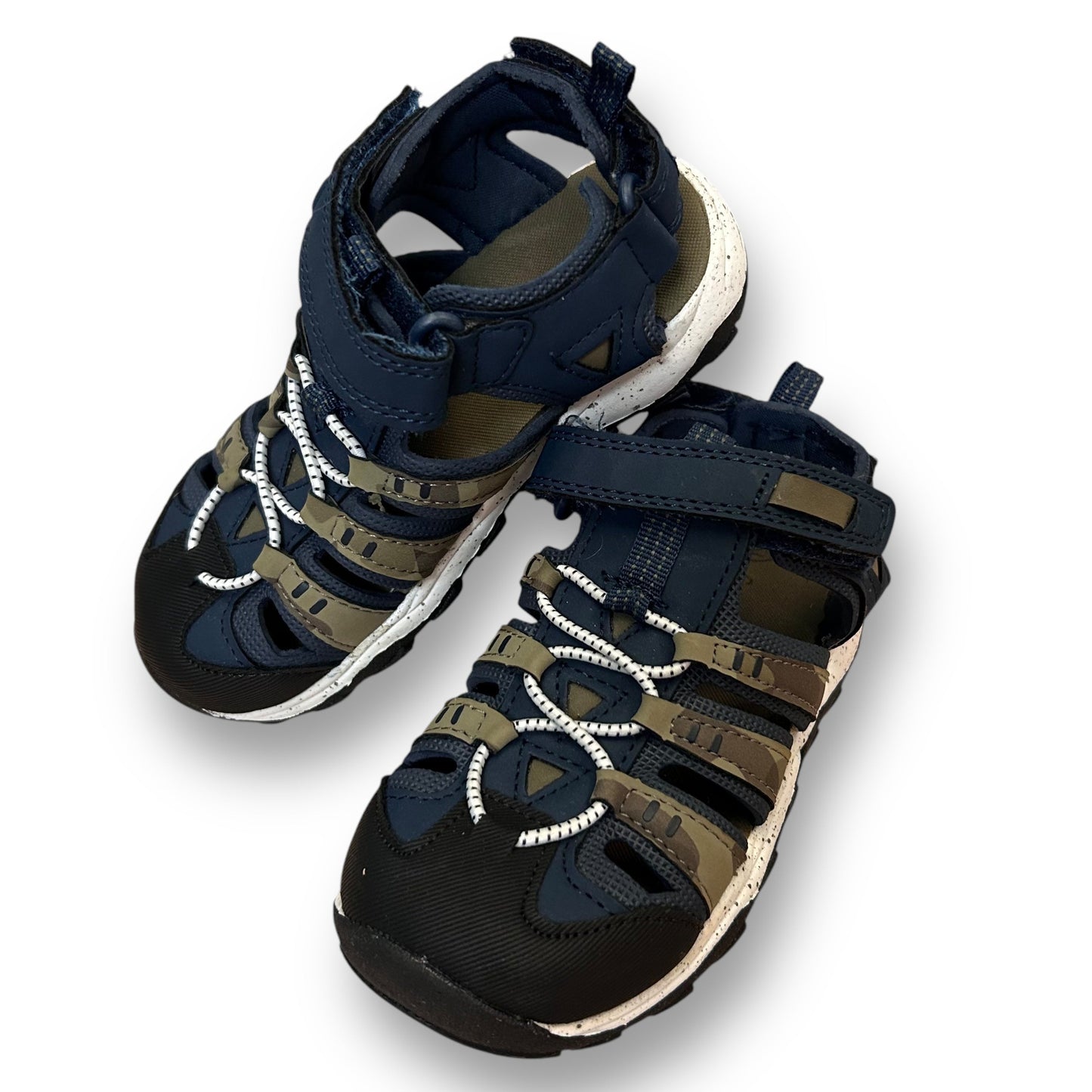 Boys Sport Sandals Size 9 Toddler Navy and Camo Outdoor Water Shoes