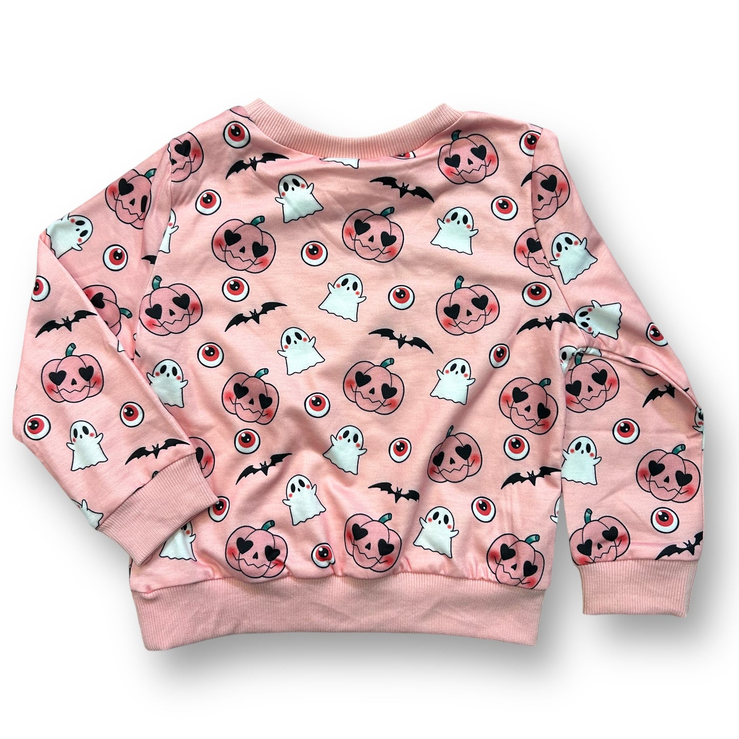 Girls Pink Pumpkin Sweatshirt Size 4/5 Halloween Shirt Cotton Pullover