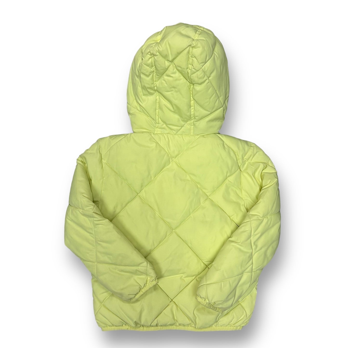 Cat & Jack Girls 4/5 Winter Coat Green Quilted Puffer Jacket Fleece Lined Hood